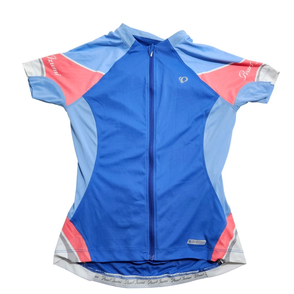 Pearl Izumi Cycling Jersey Medium Blue Pink Elite Short Sleeve Full Zip 11221301